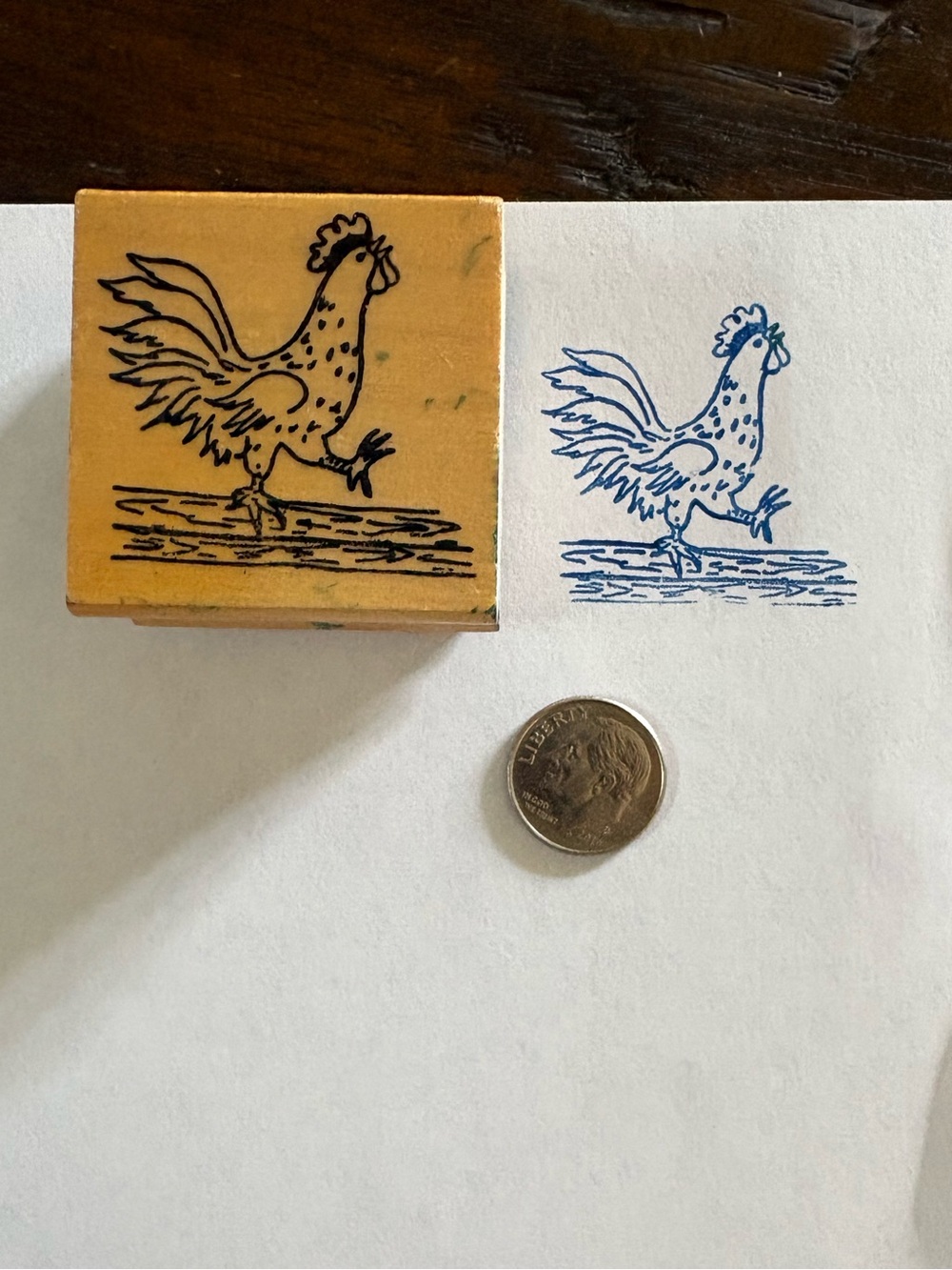 Vintage Rooster Chicken Wooden Rubber Stamp Farmhouse Craft Scrapbooking